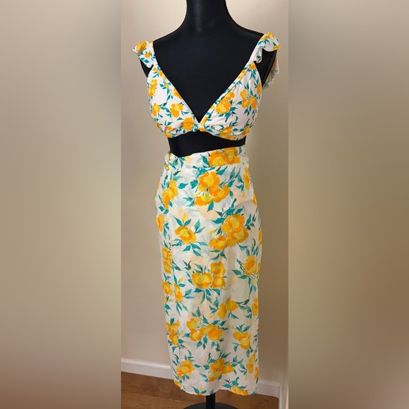 J. Crew Factory Other - J. Crew Factory White Bold Saffron Matching Swim Set Top, Bottom, Sarong L & XL